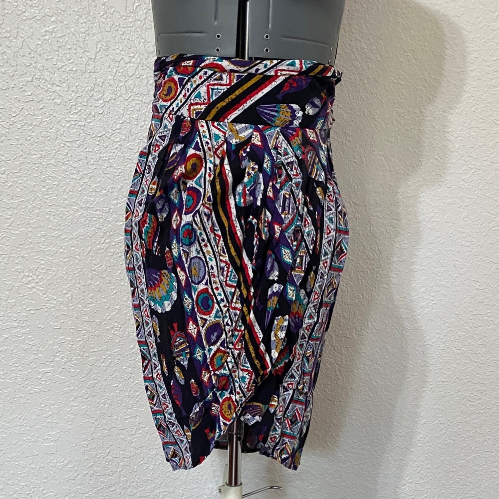 Vintage Colorful Geometric Midi Skirt.